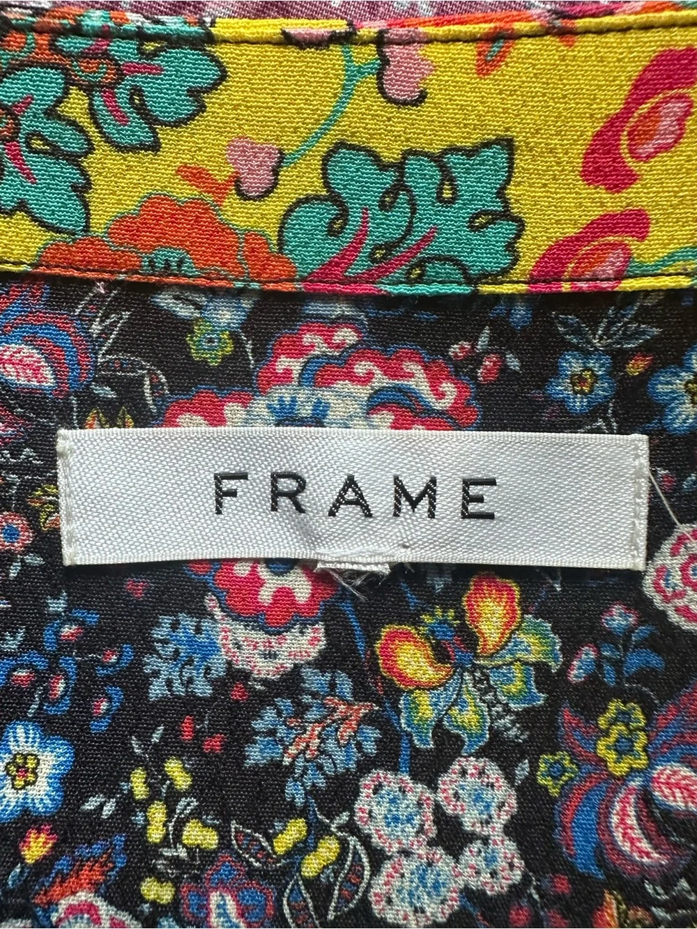 Frame mixed Floral Maxi wrap Dress with Multicolor Accents